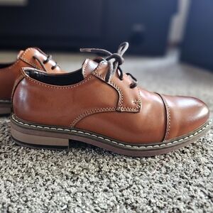 Bruno Marc Kids’ Boy Tan Oxford Dress Shoes – Faux Leather Cap Toe Size 1